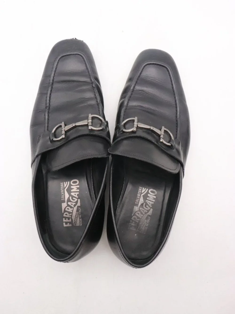 Salvatore Ferragamo Men's Size 9 EE Black Leather Slip-On Loafers